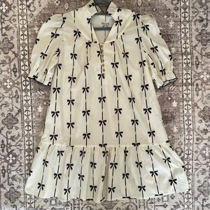 Ivory Bow Print Short Dress
